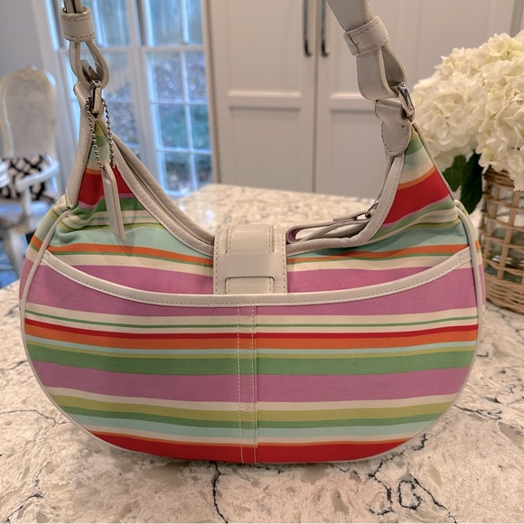 Coach Hampton Striped Crescent Hobo Bag, Style #F10702 - Picture 6 of 16